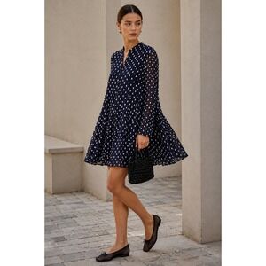 Stine Goya ELISABETH GRID ROYAL SILK Polka‎ Dot Mini Dress Babydoll